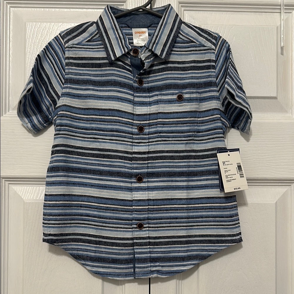 GYMBOREE Blue Striped Kids Shirt 3T